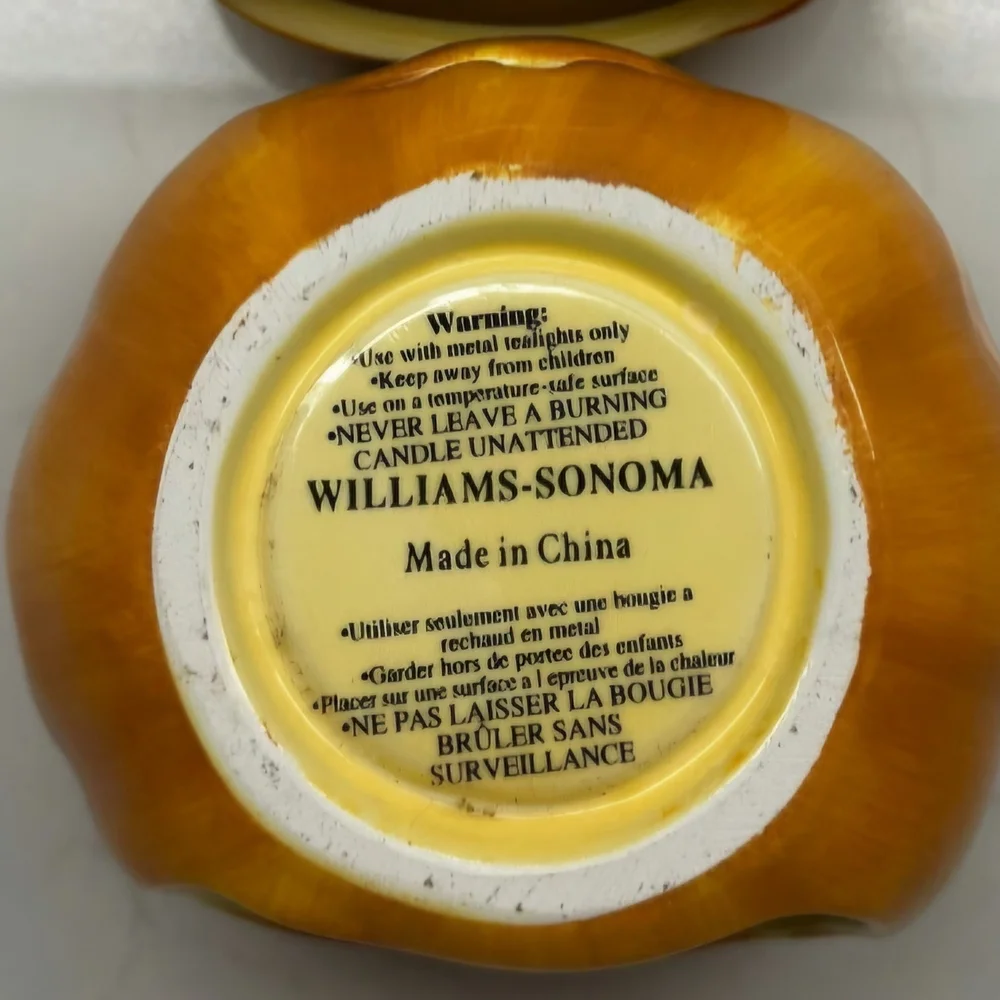 Williams Sonoma Orange Pumpkin Candle Holder
